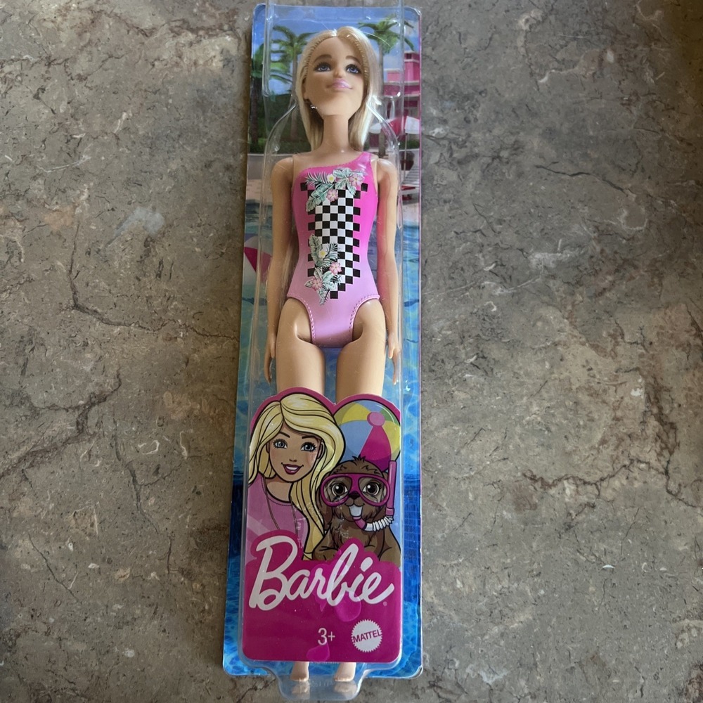 Barbie - Beach Doll - Pink Checkered Bathing Suit